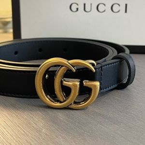 Gucci Women’s Leather Belt with Double G Buckle